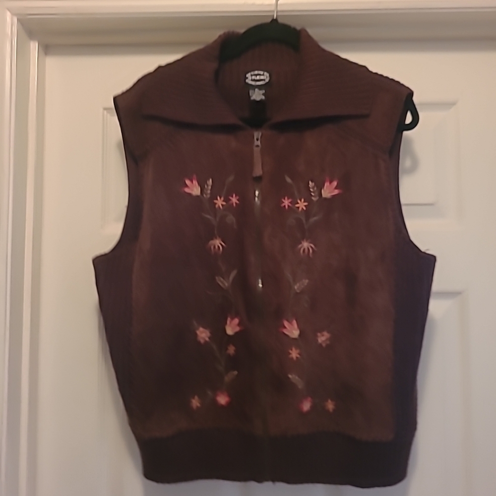 DESIGNERS STUDIO ORIGINALS Brown 100% Genuine Leather Front Sweater Vest  XL